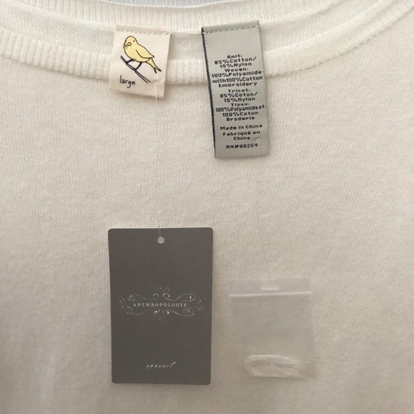 Anthropologie Ivory Mixed Media Lace Knit Boho Top NWT Size Large - Picture 3 of 11